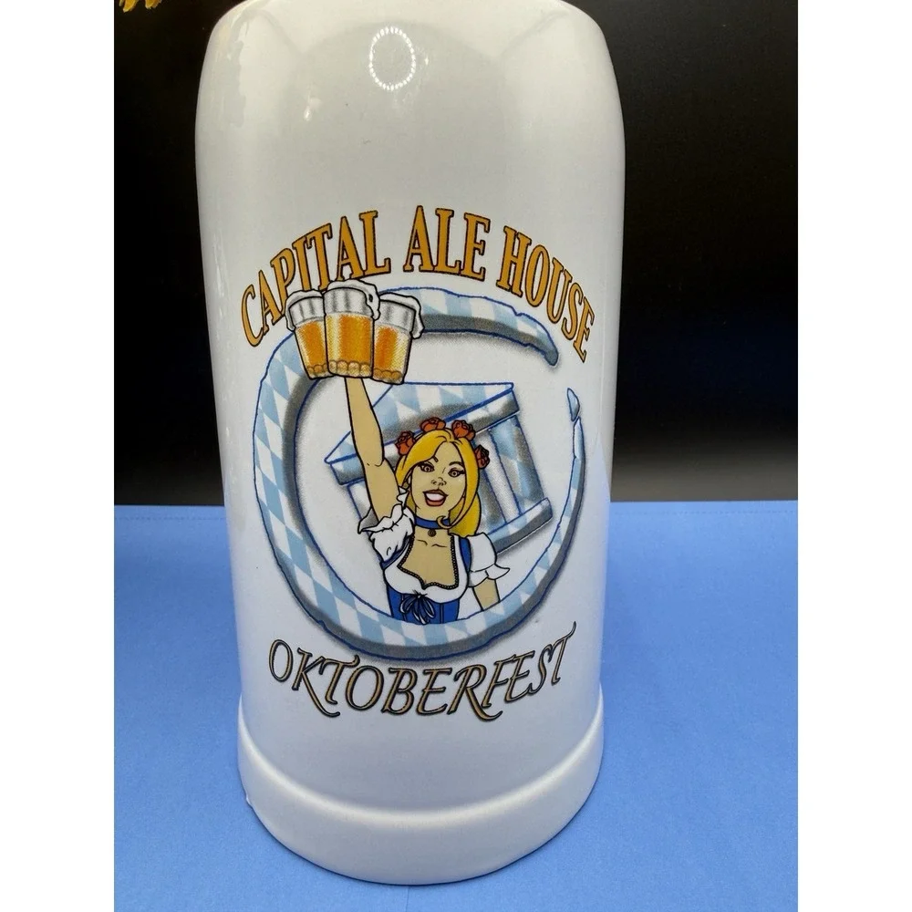 Capital Ale House Oktoberfest Ceramic Beer Stein Mug 1 Liter- Blonde Girl Design